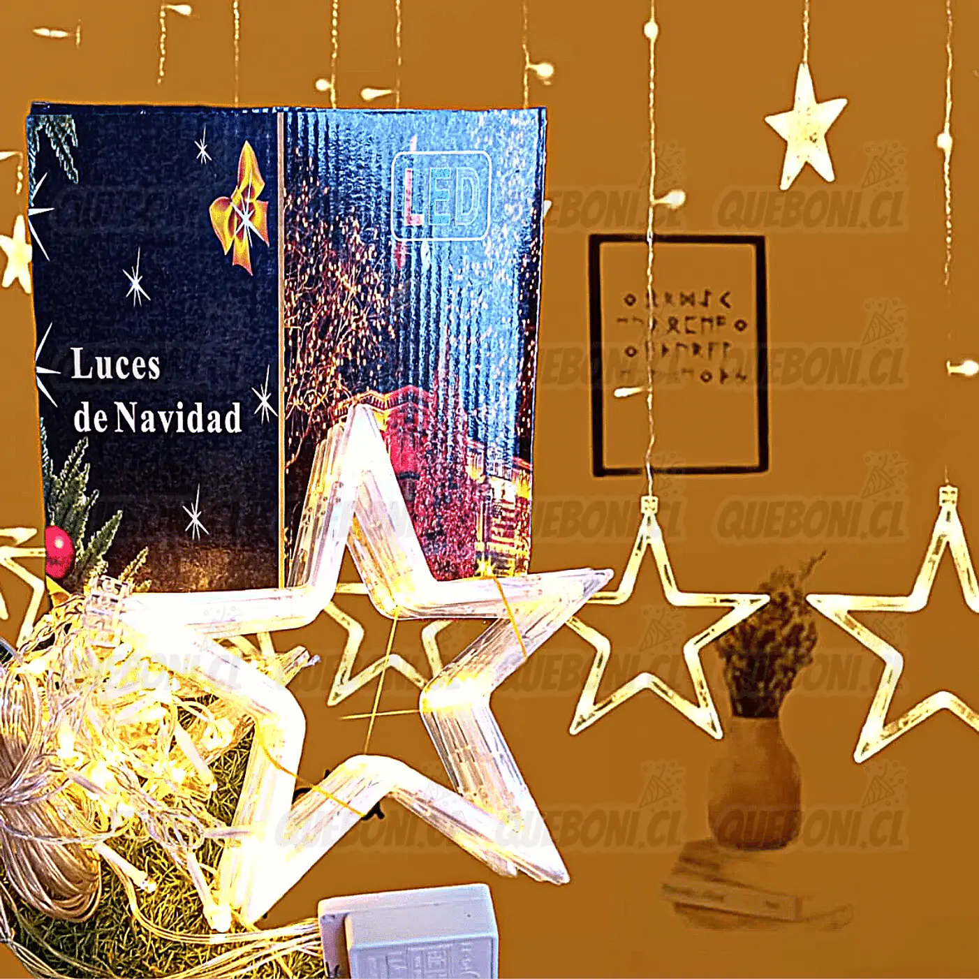 Cenefa o cascada estrella luces de Navidad Led 3 metros ( multicolor o luz cálida ) 4