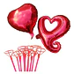 12 Globos corazón metálicos 45 cm liso/Corazón hueco con varas  - Miniatura 1