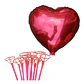 12 Globos corazón metálicos 45 cm liso/Corazón hueco con varas  - Miniatura 3
