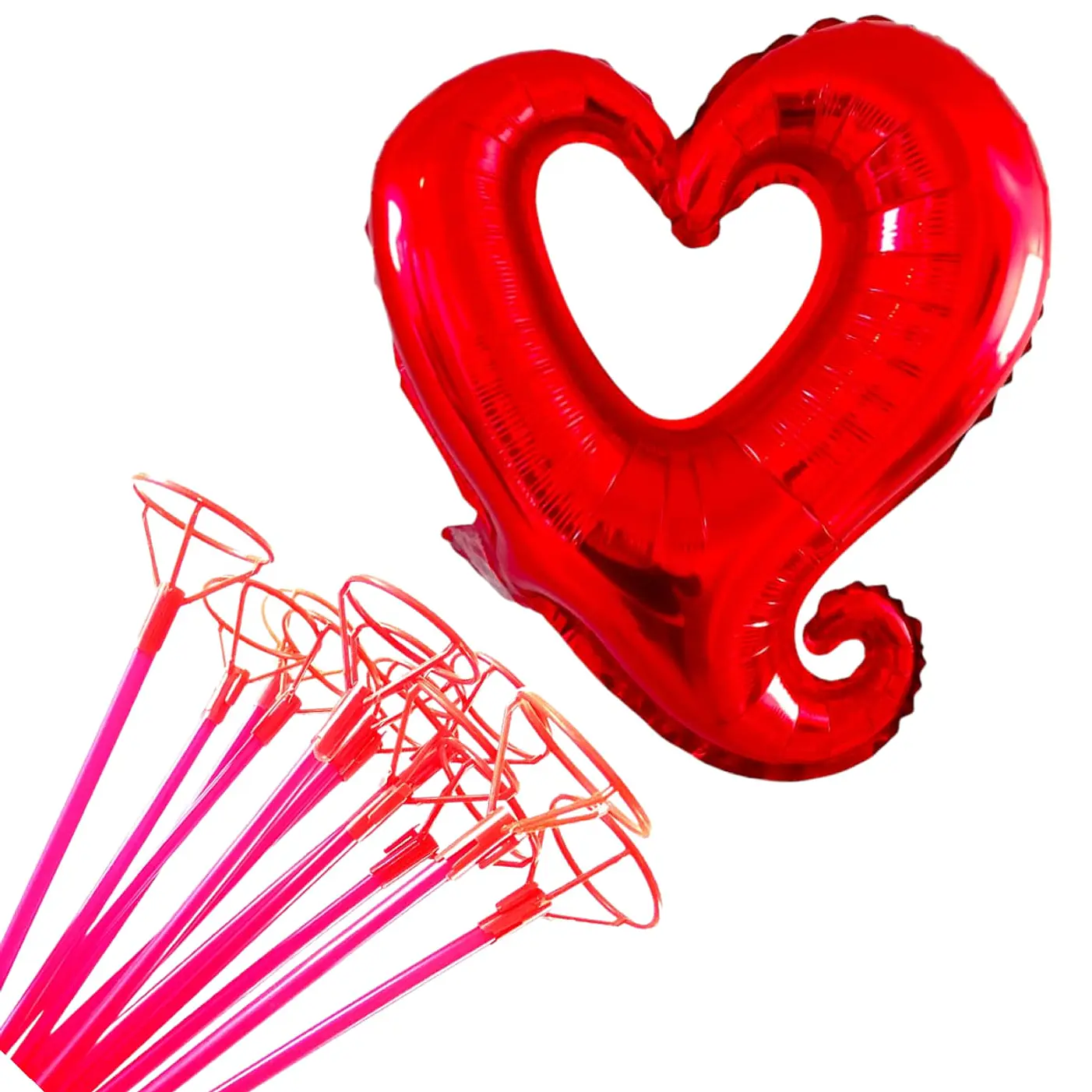 12 Globos corazón hueco con varas blancas  1