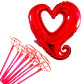 12 Globos corazón hueco con varas blancas  - Miniatura 1