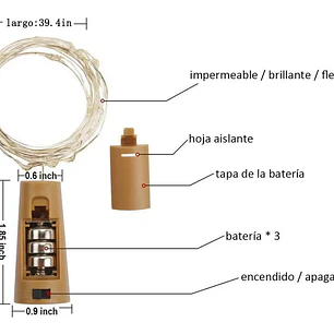 Corcho luces led alambre decoración