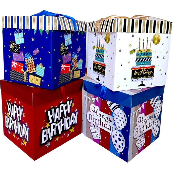 12 Cajas Happy Birthday con brillo en su Tapa 22cm (4 diseños) 1