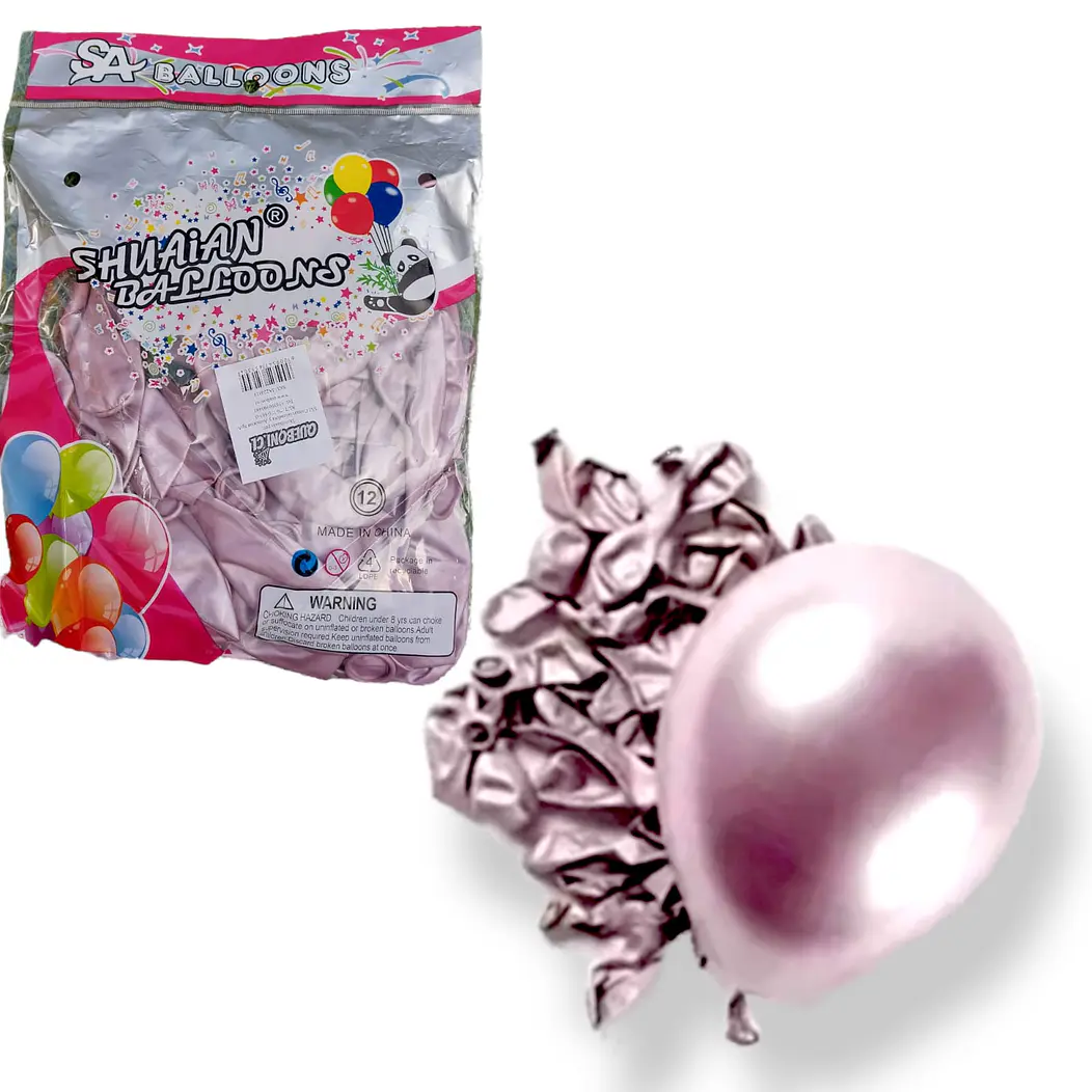 50 Globos Cromados Látex R12 30 cm Variedad De Colores 6
