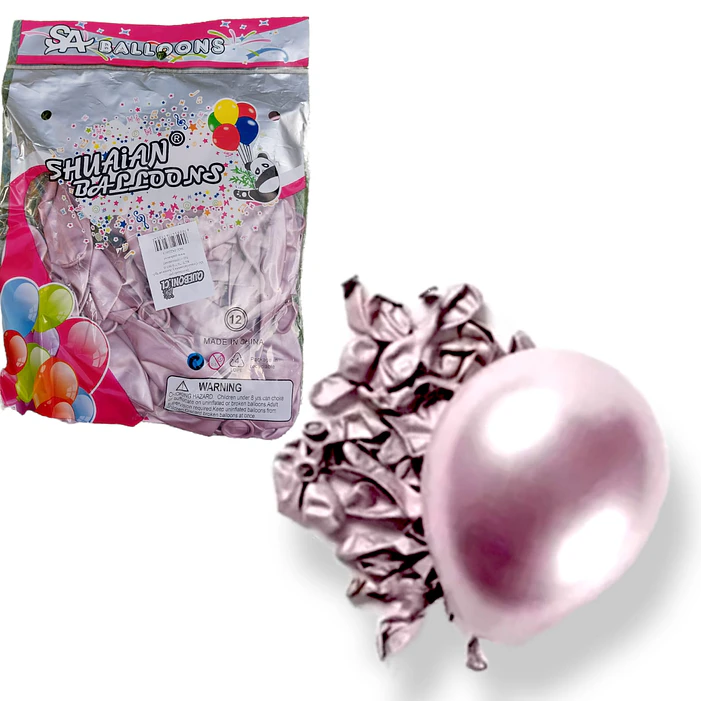 50 Globos Cromados Látex R12 30 cm Variedad De Colores 6