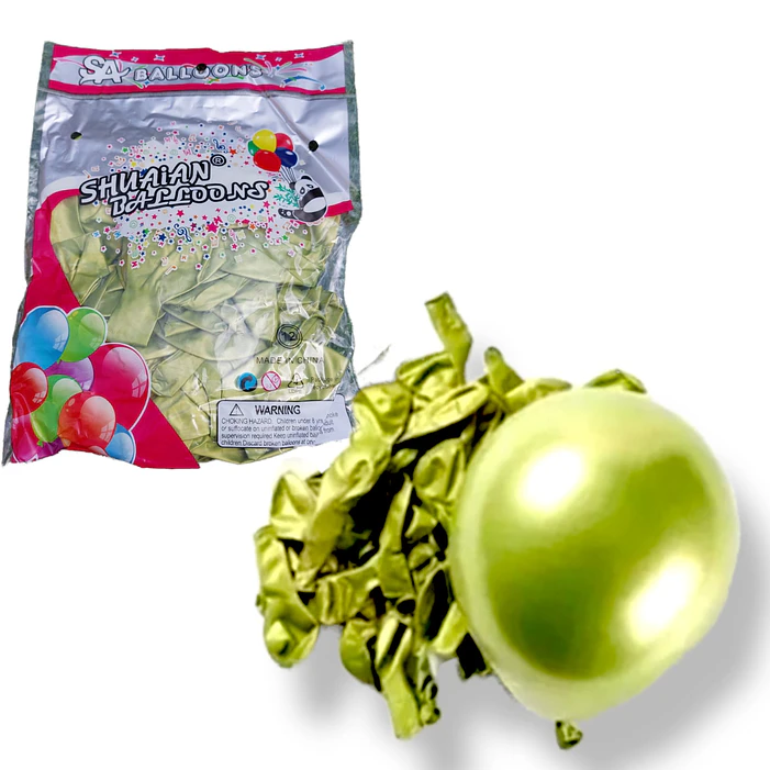 50 Globos Cromados Látex R12 30 cm Variedad De Colores 10
