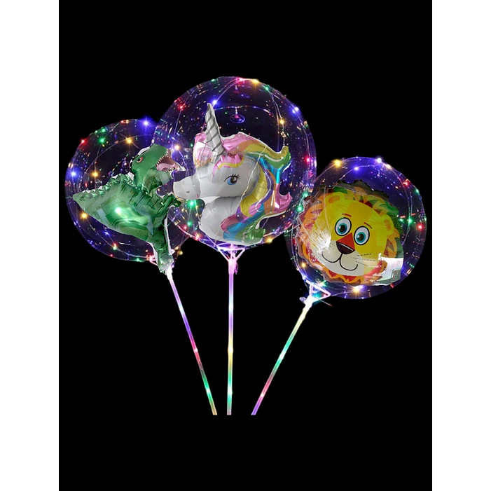6 Globos Burbujas Led Doble Animales 1.20 Mt  5