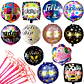 24 Globos Feliz Día o Felicidades 12  Diseños INCLUYE VARAS   - Miniatura 2