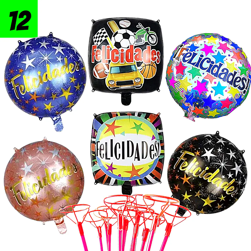 12 Globos Felicidades o Feliz Dia (Import.) 2