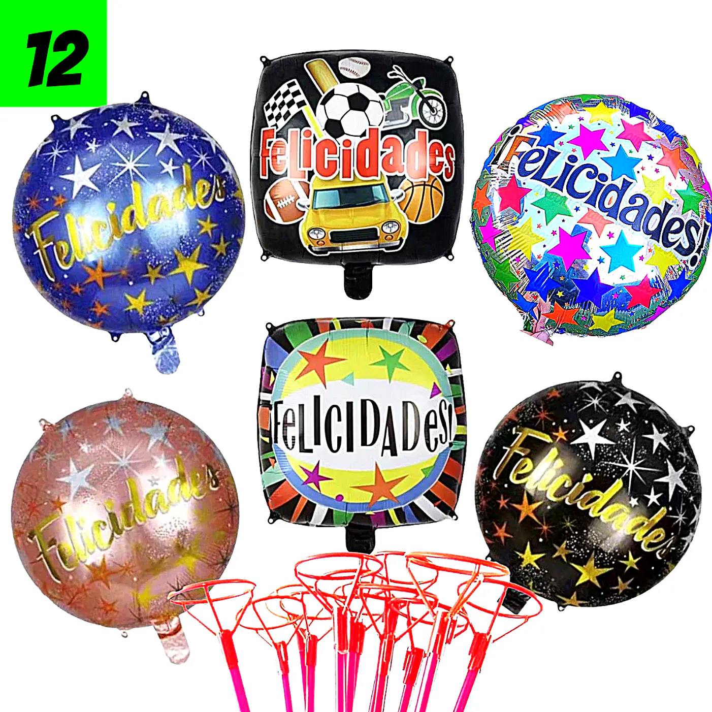12 Globos Felicidades o Feliz Dia (Import.) 2