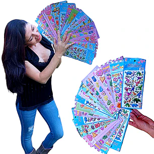 12 Laminas De Stickers Surtidas