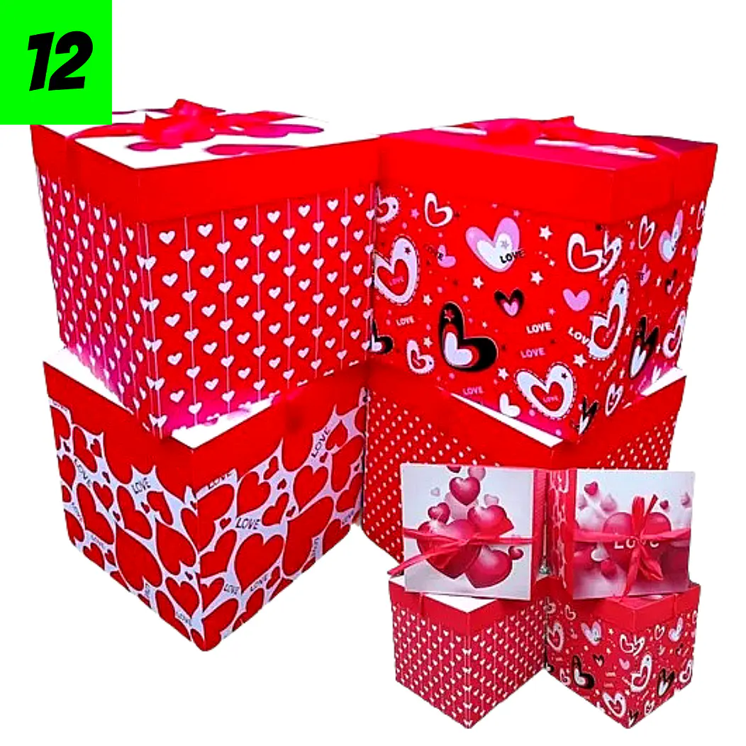 12 Cajas Diseños Corazones mini 22 cm  2