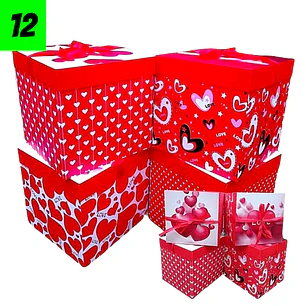12 Cajas Diseños Corazones mini 22 cm 