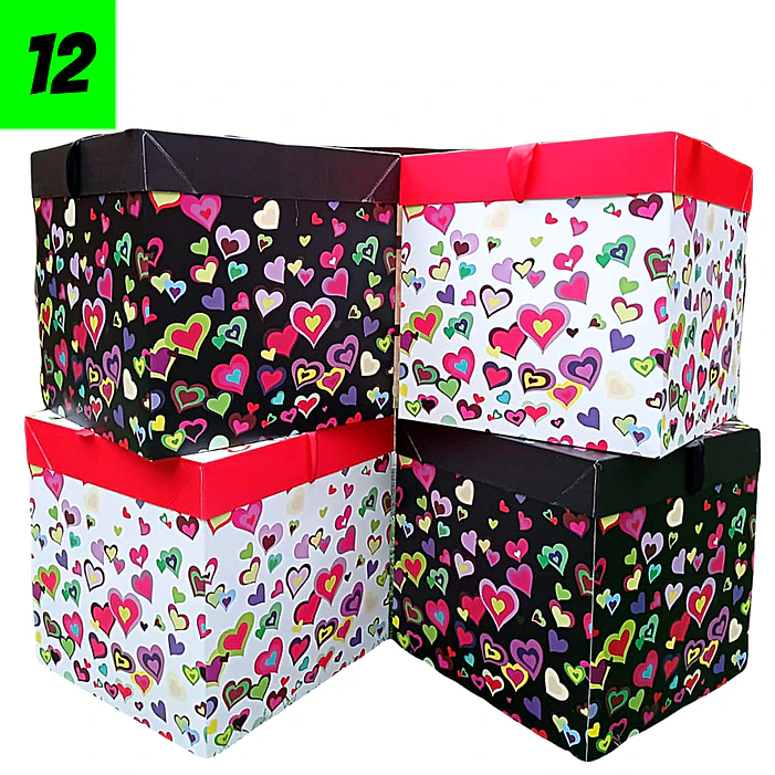 12 Cajas Diseños Corazones mini 22 cm  1