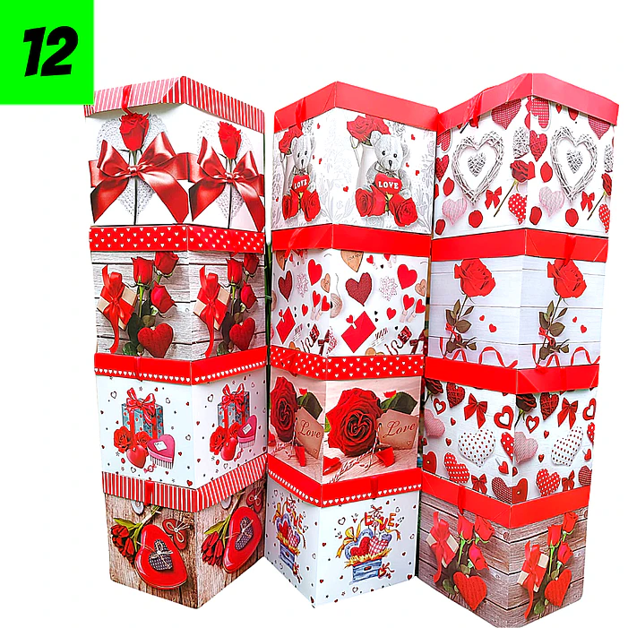 12 Cajas Diseños Corazones mini 22 cm  9
