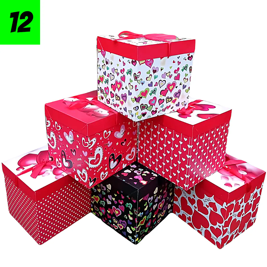 12 Cajas Diseño Corazones 22 cm  1