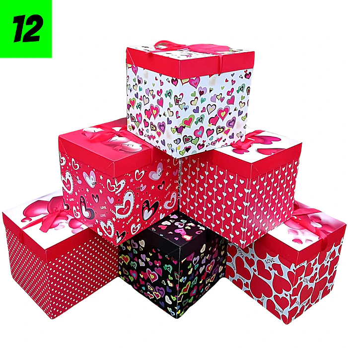 12 Cajas Diseño Corazones 22 cm  1