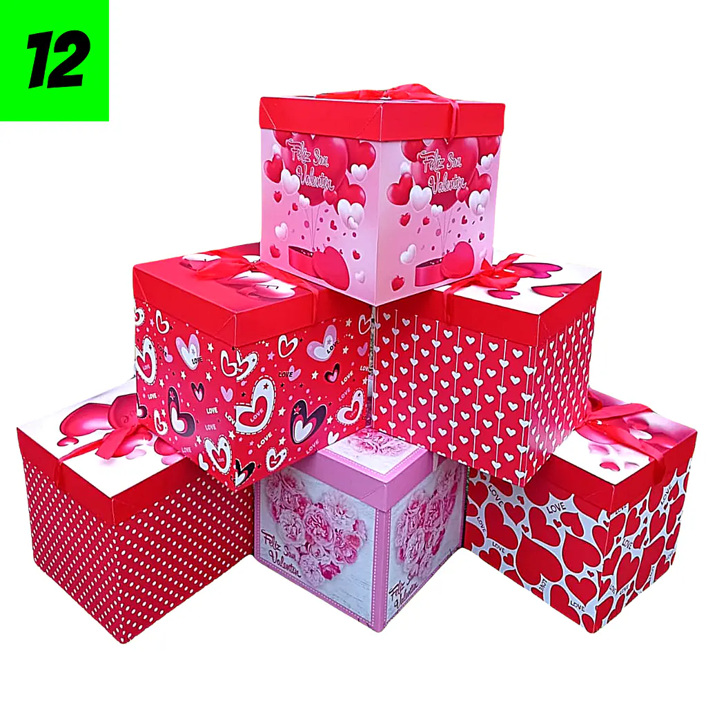 12 Cajas Diseño Corazones 22 cm  2