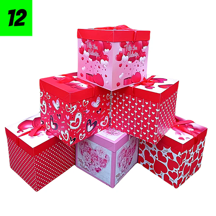 12 Cajas Diseño Corazones 22 cm  2