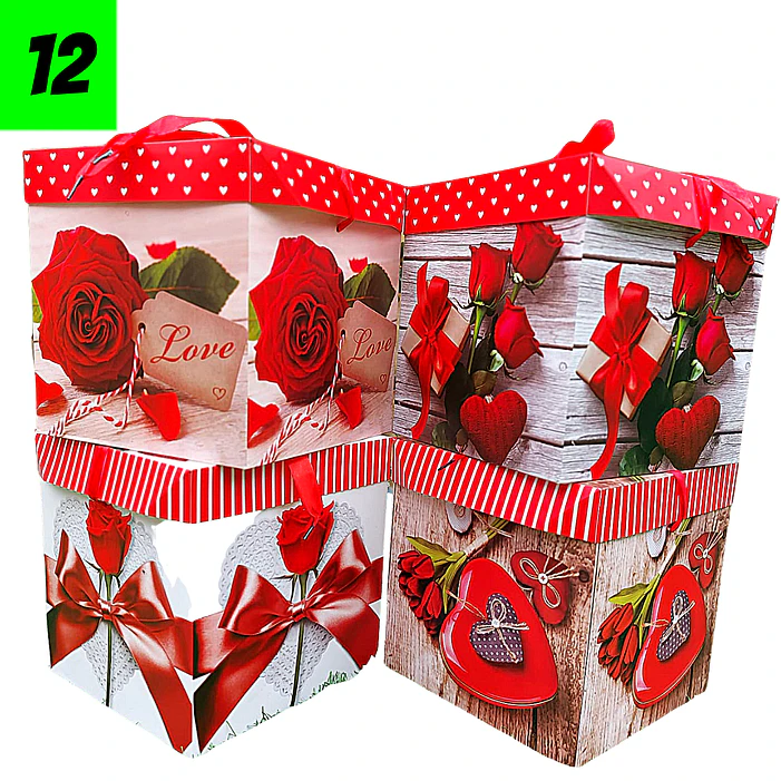 12 Cajas Diseño Corazones 22 cm  3