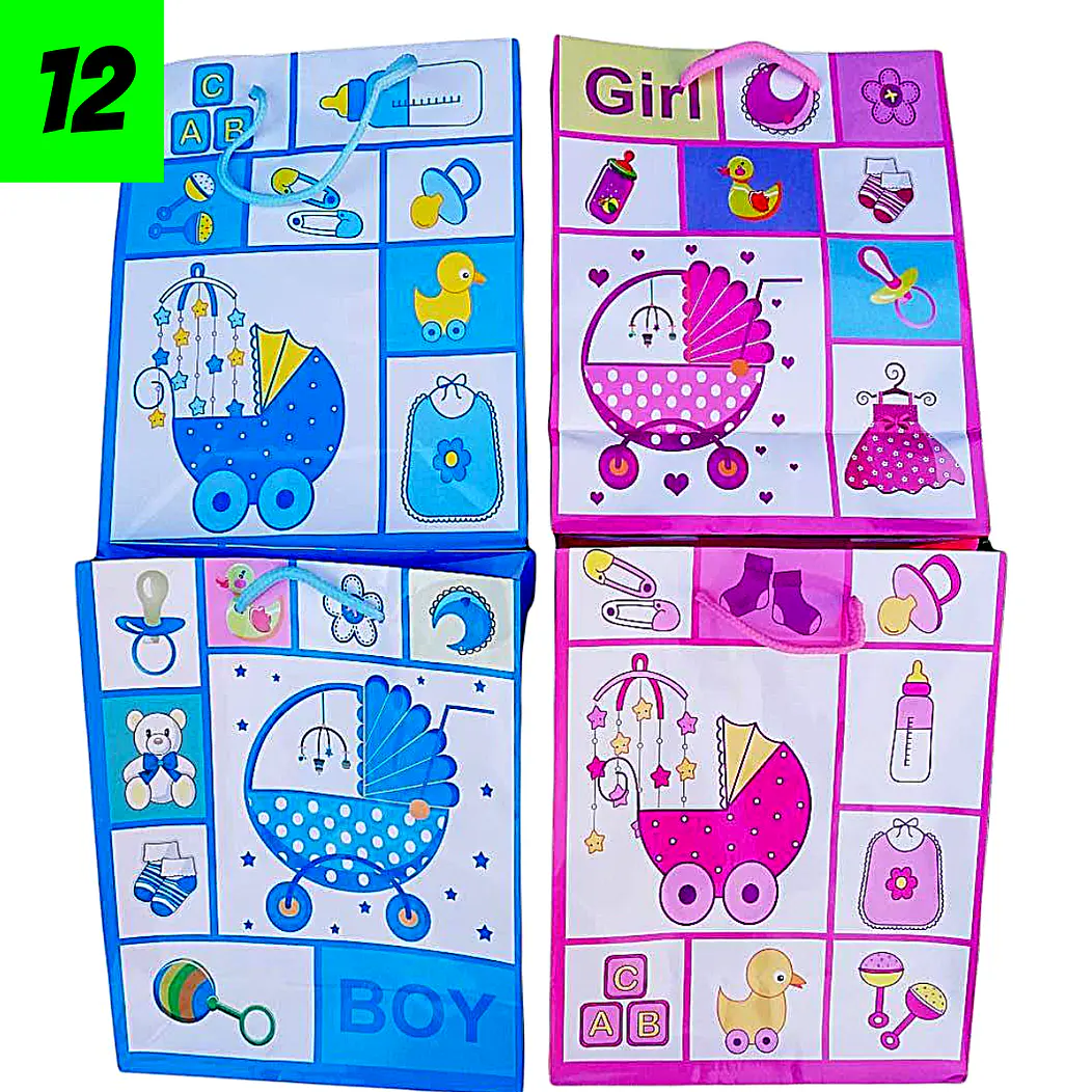 12 Bolsas Baby Shower 24 cm 1