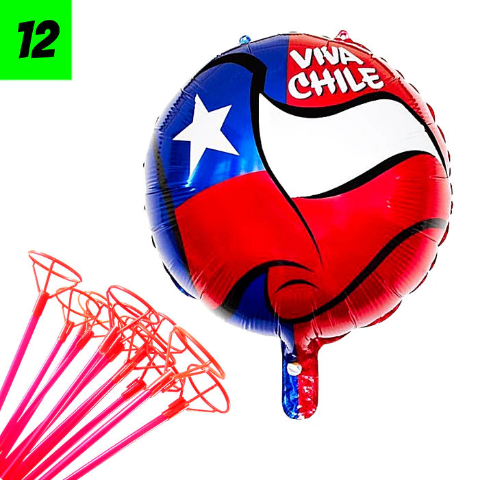 12 Globos Viva Chile 45 cm  1