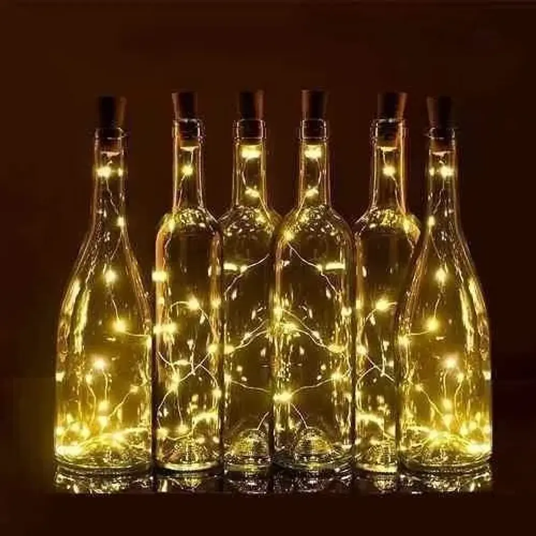 3 Corcho luces led alambre decoración  2