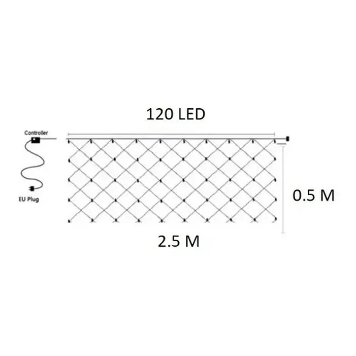 Luz Cascada Cenefa Luces Navidad 120 Led Malla 3