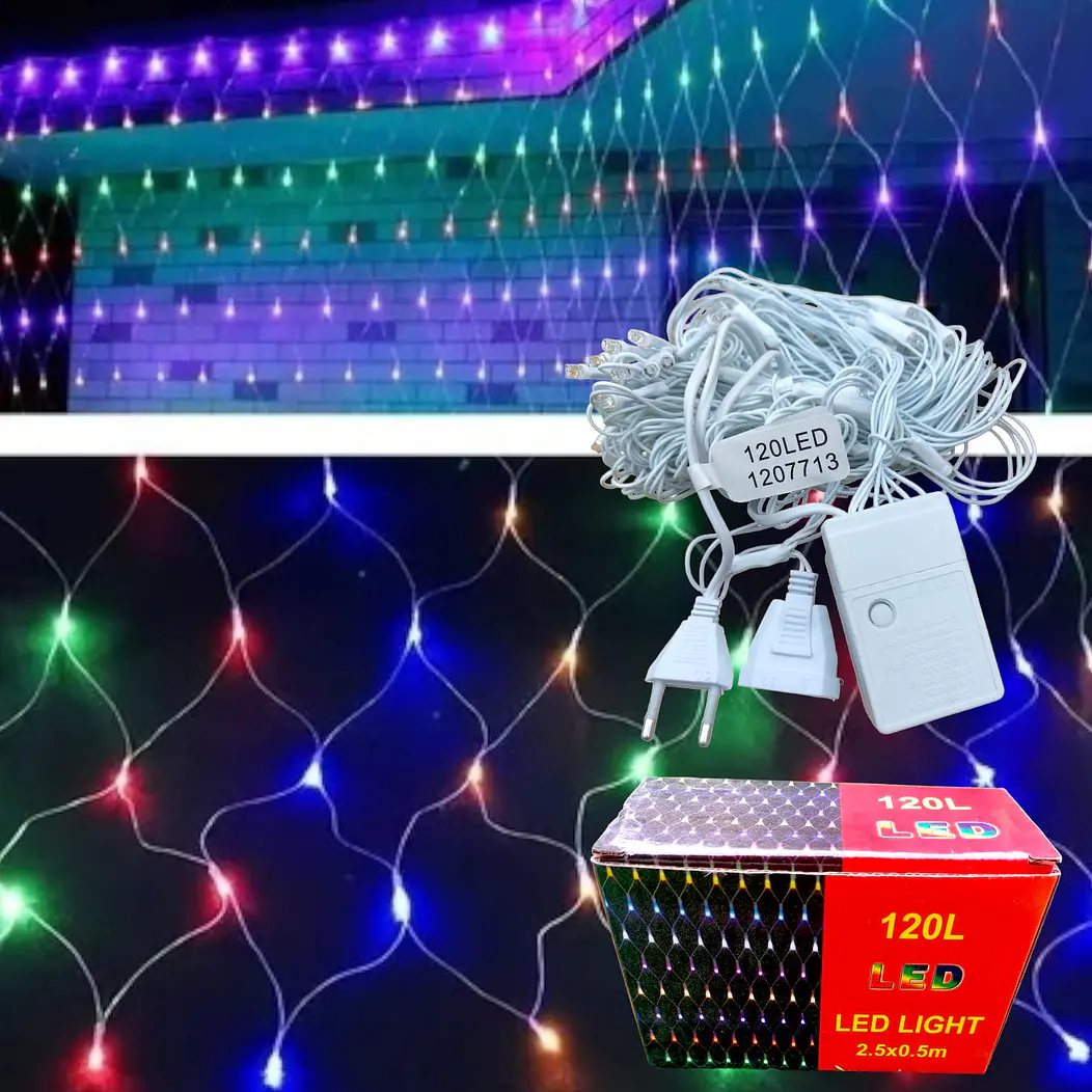 Luz Cascada Cenefa Luces Navidad 120 Led Malla 1