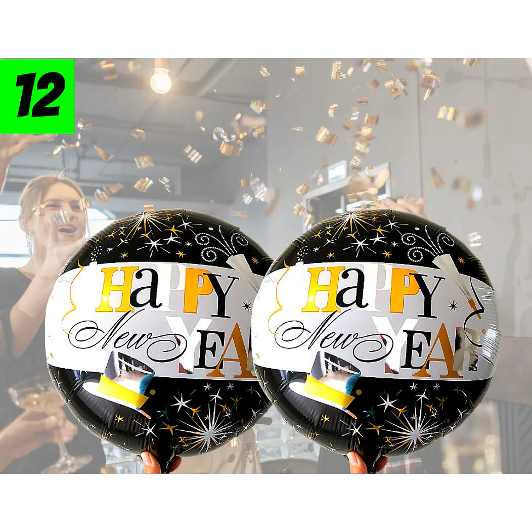 12 Globos happy new year 45 cm 1