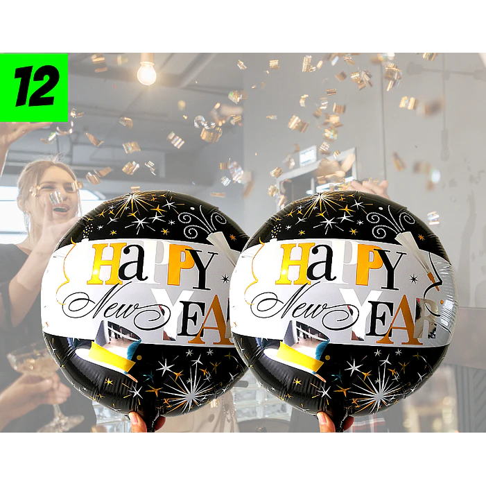 12 Globos happy new year 45 cm 1