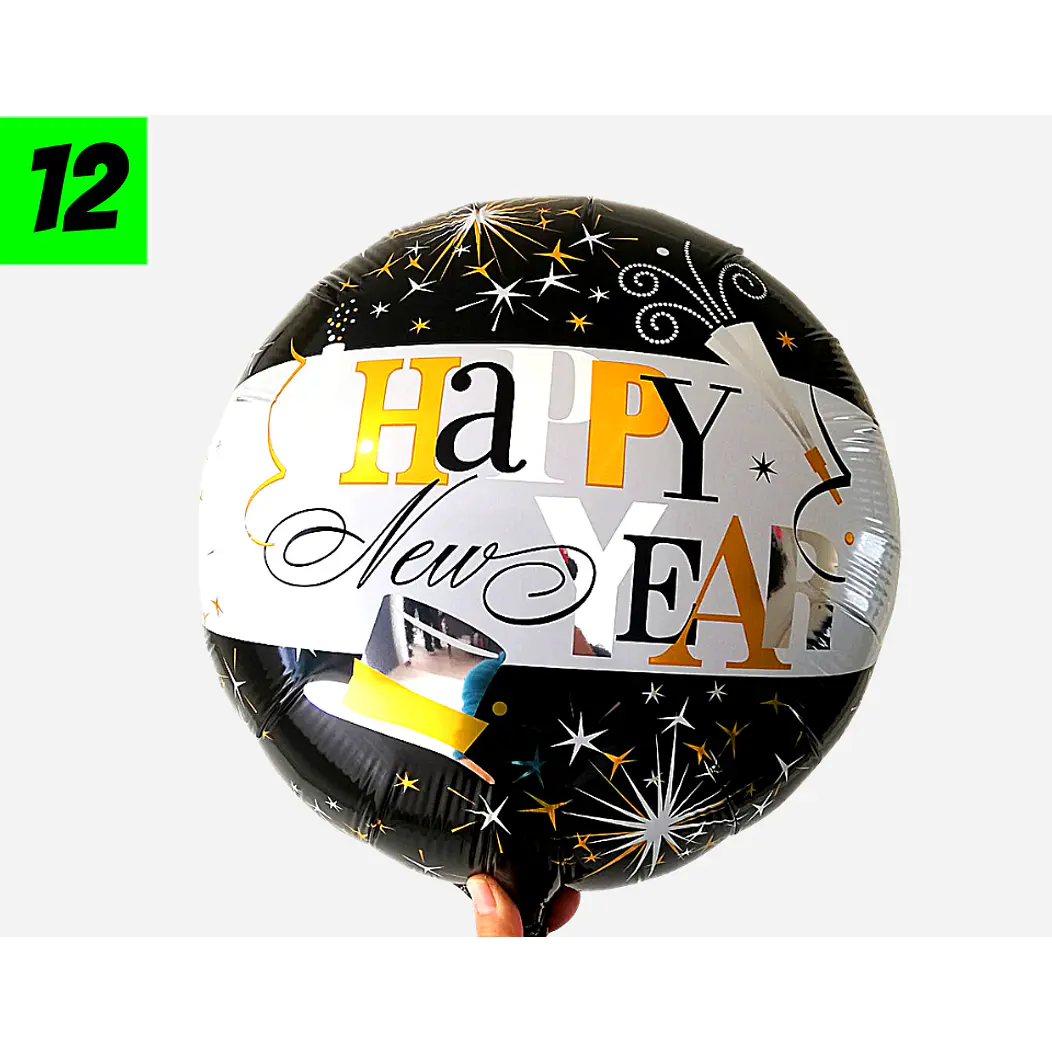 12 Globos happy new year 45 cm 2