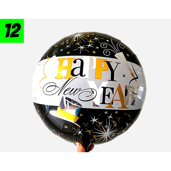 12 Globos happy new year 45 cm 2