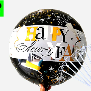 12 Globos happy new year 45 cm con varillas