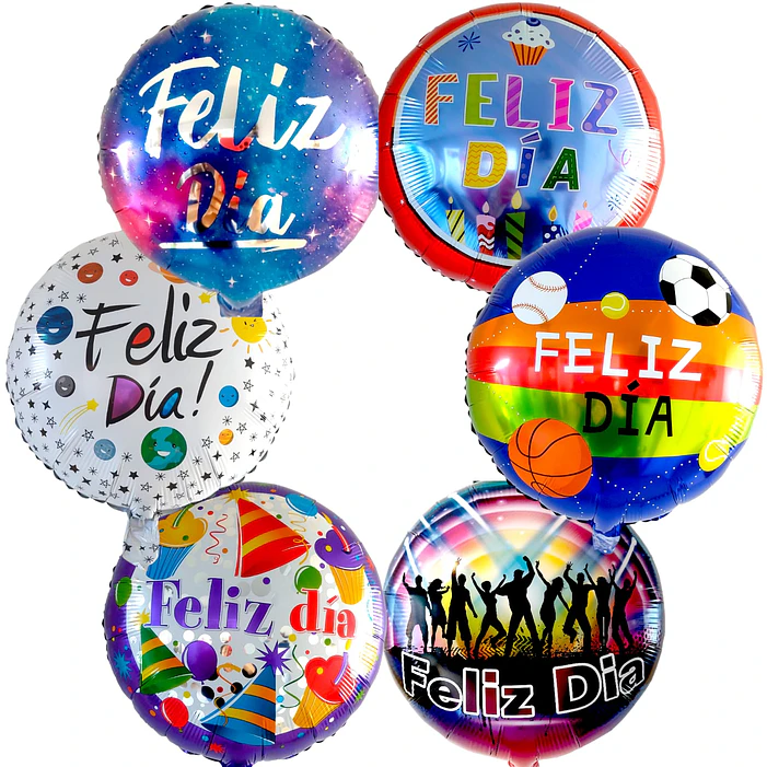 24 Globos Diseño Feliz Dia 45 Cm - Sin varas  1