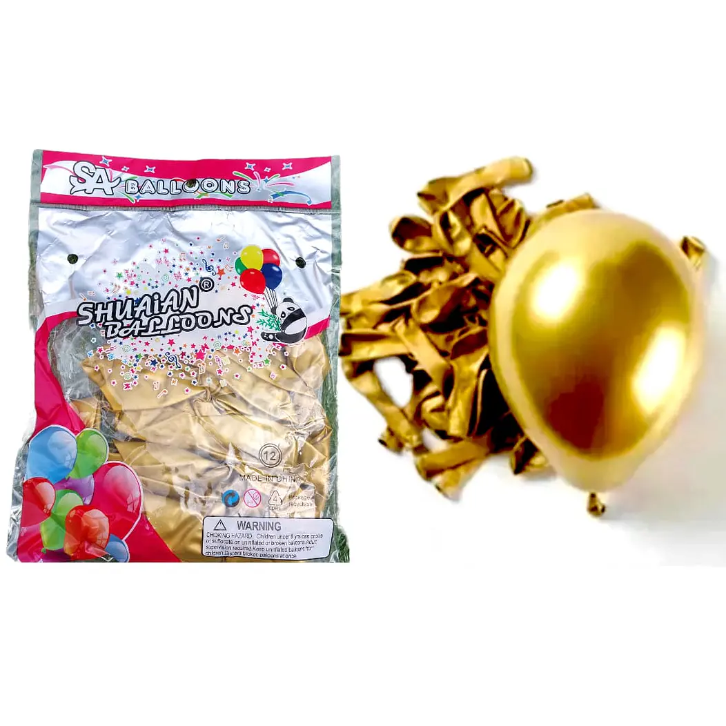 50 Globos Cromados Látex R12 30 cm Variedad De Colores 3