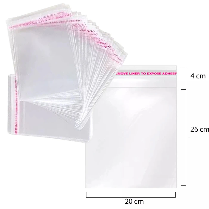 Set 100 Bolsas de Celofán 20x30 cm CIERRE ADHESIVO 1