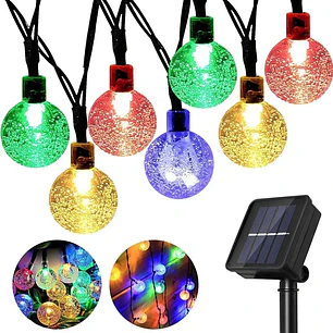 Juego Luces Solar decoracion terraza / Jardin Pelotitas 30 Led 6 Metros