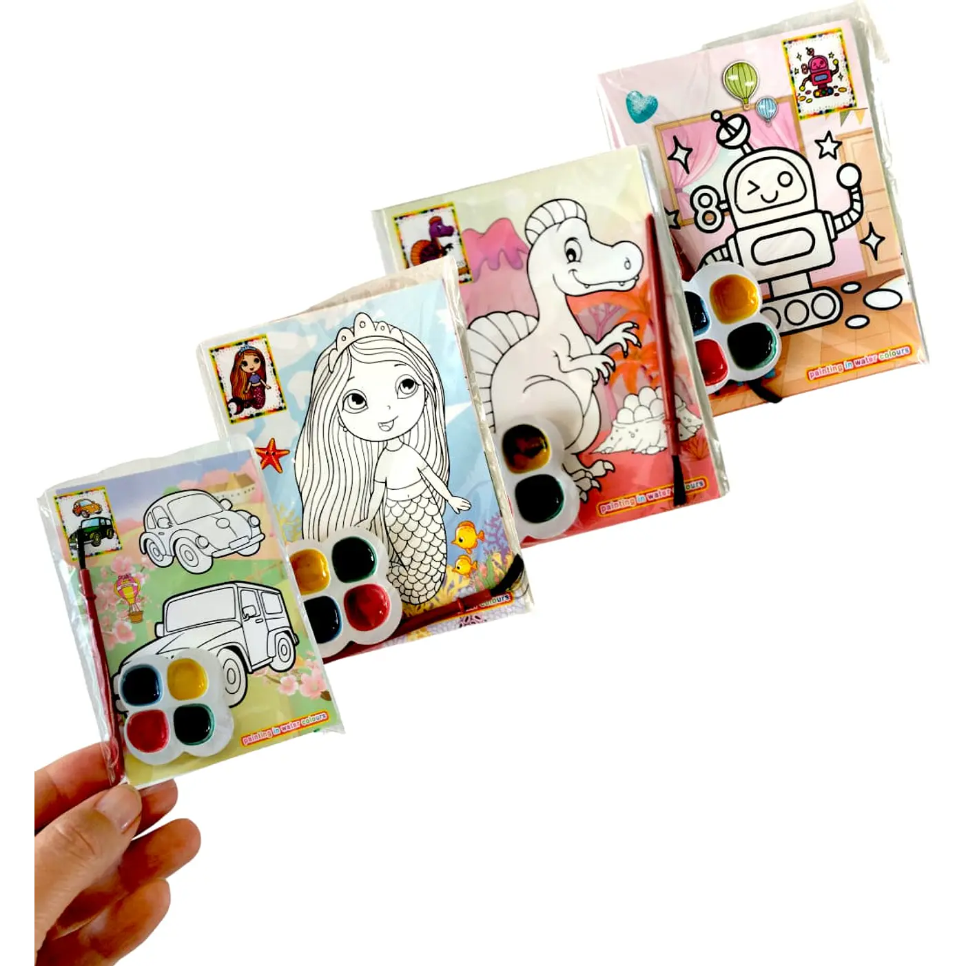 Set 20 Laminas Para Pintar  dobles con acuarela /pincel  + laberinto 3