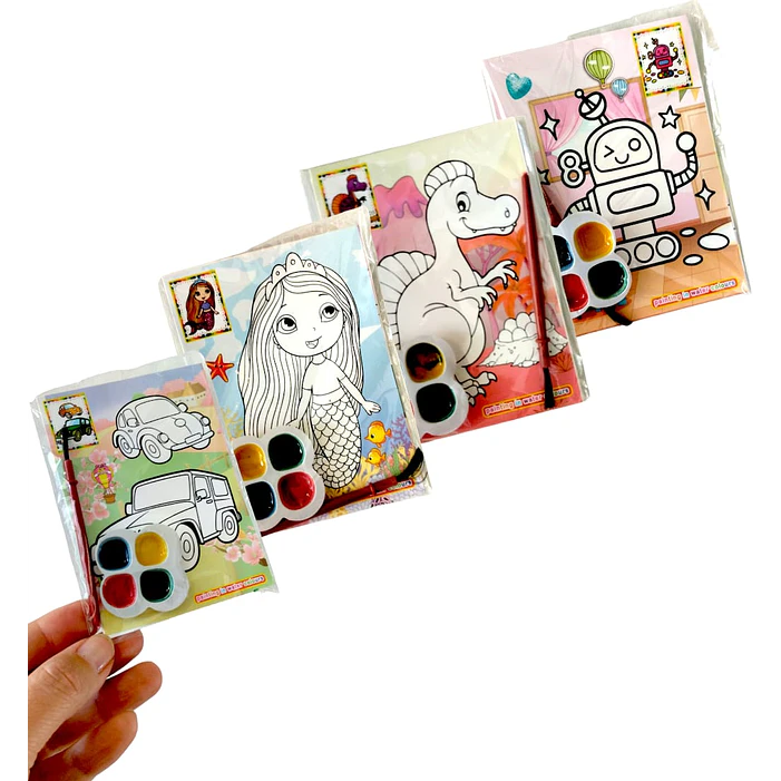 Set 20 Laminas Para Pintar  dobles con acuarela /pincel  + laberinto 3