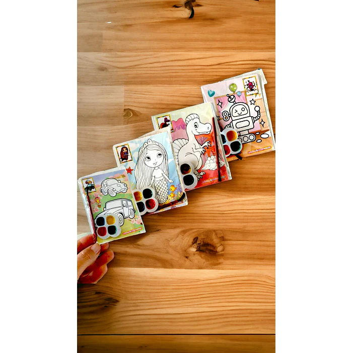 Set 20 Laminas Para Pintar  dobles con acuarela /pincel  + laberinto 1
