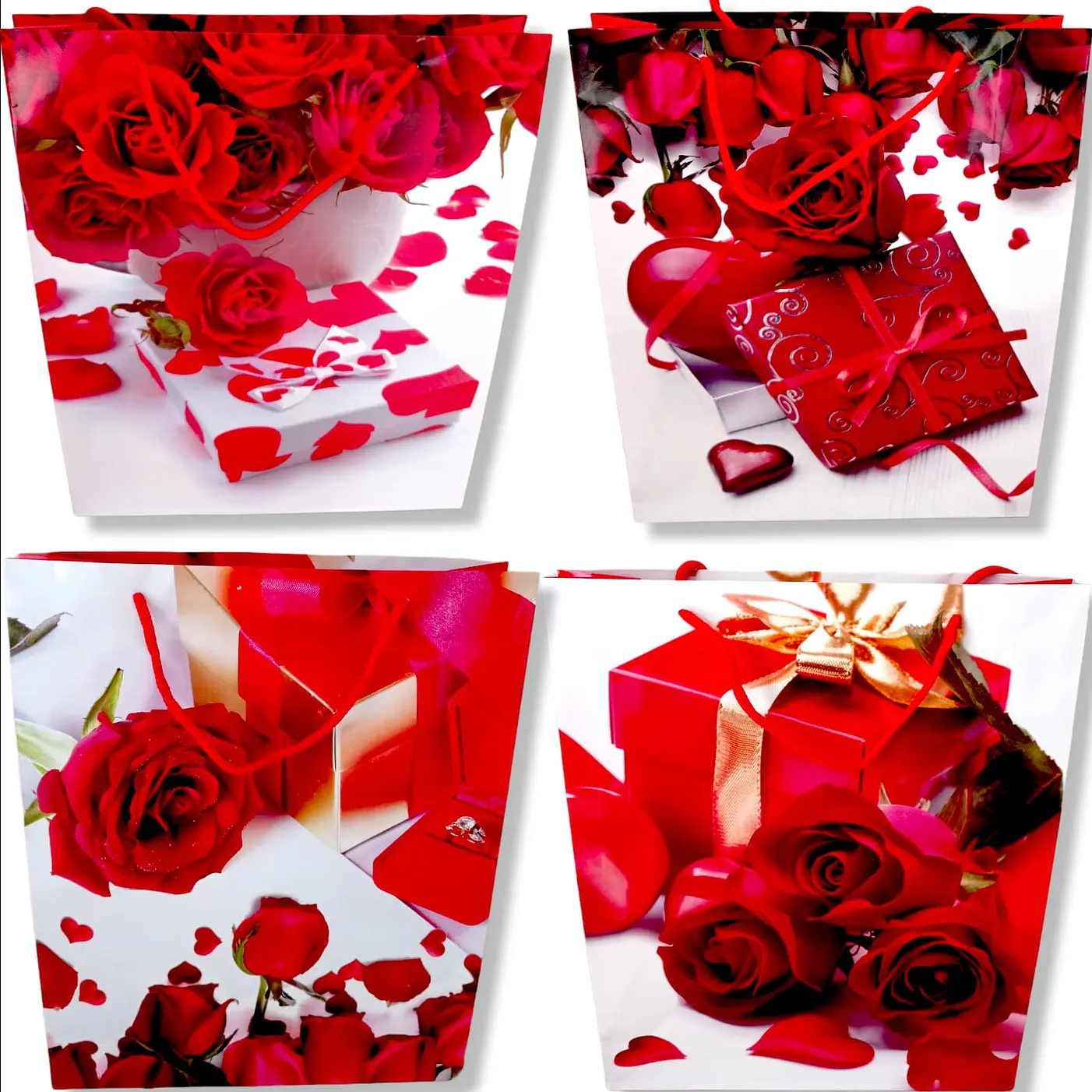 12 Bolsas rosas día enamorados 32 x 26 cm 1