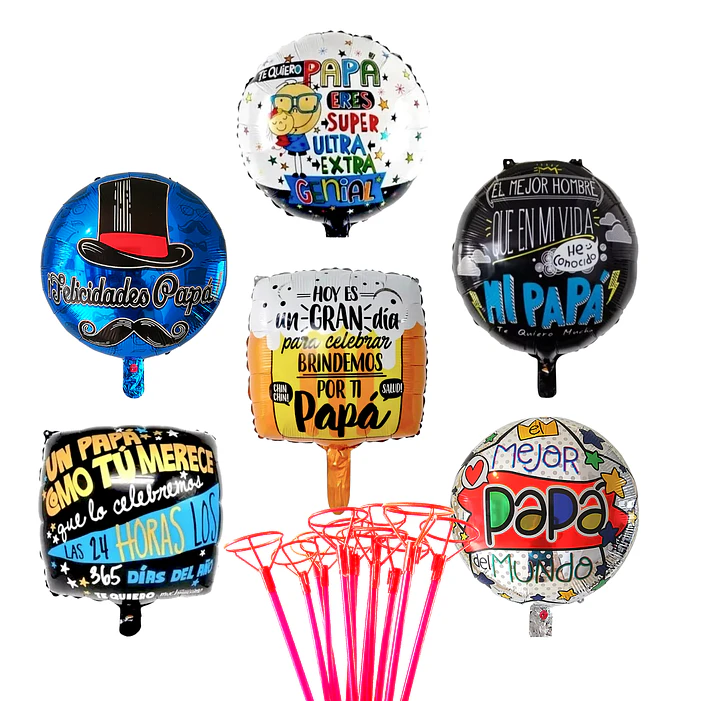 12 Globos día del padre metálicos 45 cm con varillas 1