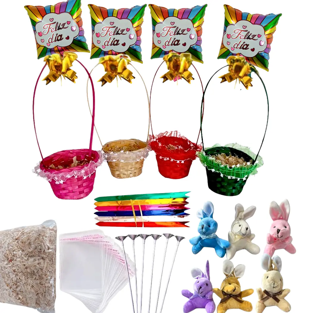 6 Canastos de Pascua Mimbre Kit Premium 2