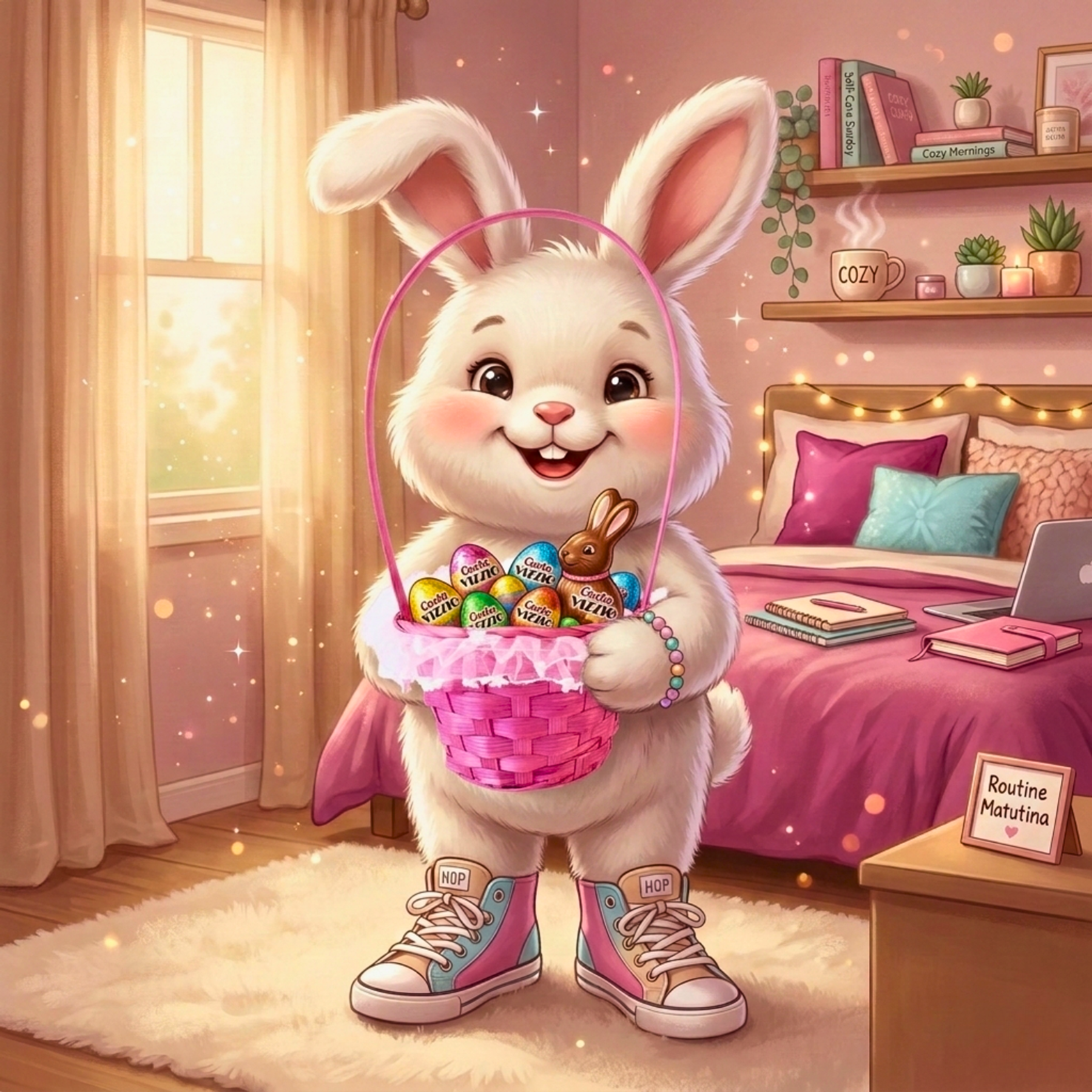 Canasto de Pascua (1 pza) en mimbre 33x13 cm