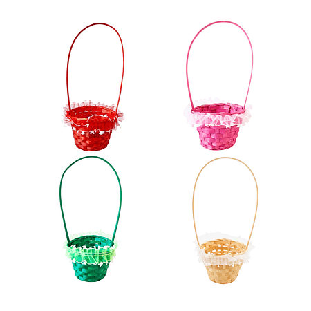 Canasto de Pascua (6 pzas) en mimbre 33x13 cm