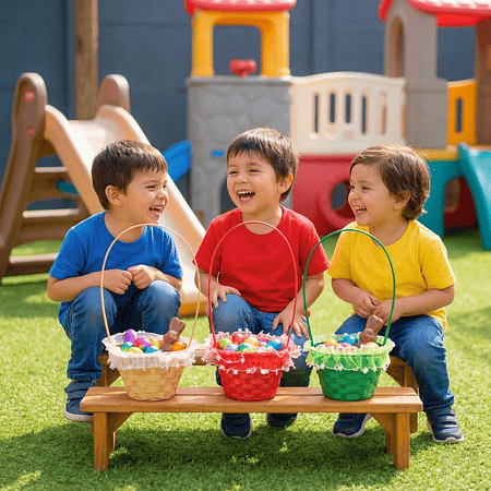 Canasto de Pascua (6 pzas) en mimbre 33x13 cm