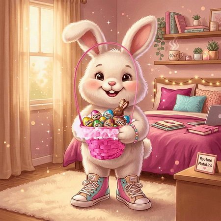 Canasto de Pascua (12 pza) en mimbre 33x13 cm