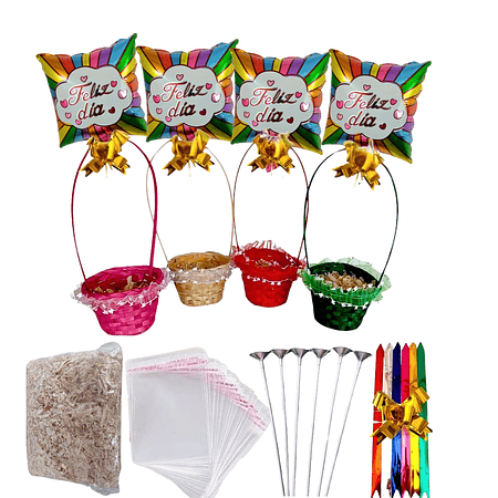 12 Canastos de Pascua Mimbre Kit Completo