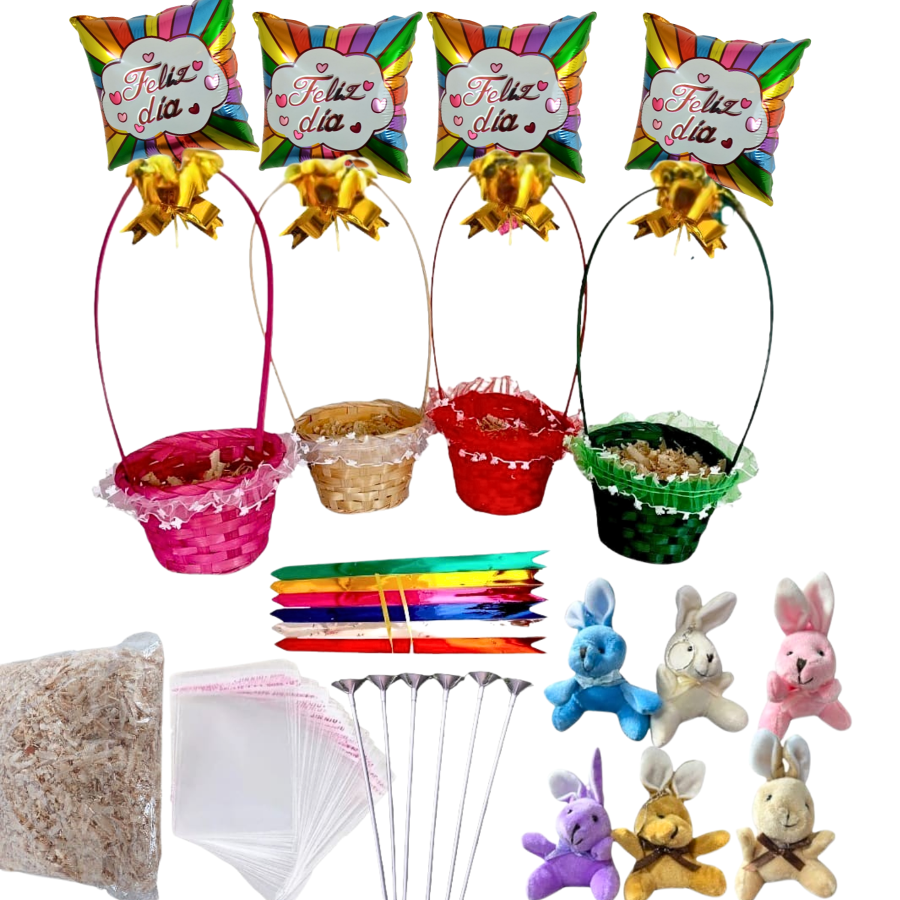 12 Canastos de Pascua Mimbre Kit Premium